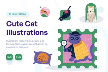 Gato fofo Pacote de Ilustrações