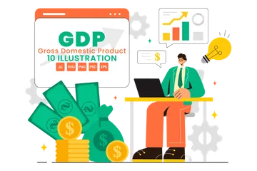 GDP Or Gross Domestic Product Illustration Pack