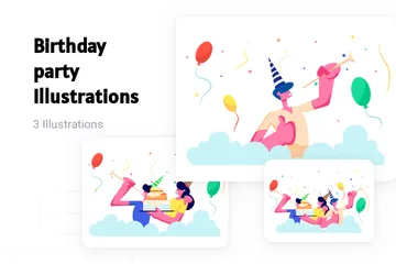 Geburtstagsfeier Illustrationspack