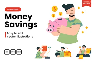 Geld sparen Illustrationspack