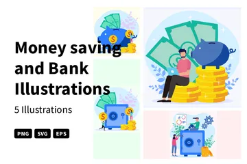 Geld sparen und Bank Illustrationspack