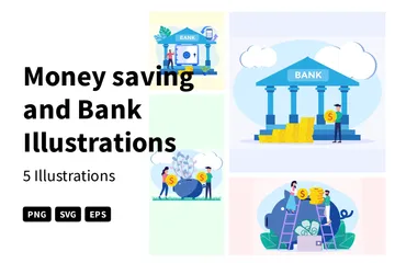 Geld sparen und Bank Illustrationspack