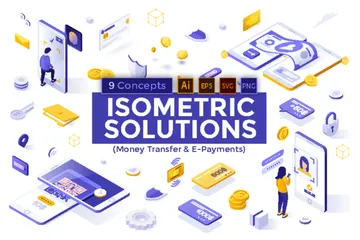 Geldtransfer und E-Payments Illustrationspack