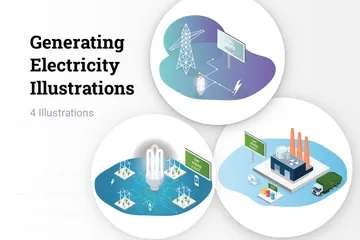 Generar electricidad Paquete de Ilustraciones