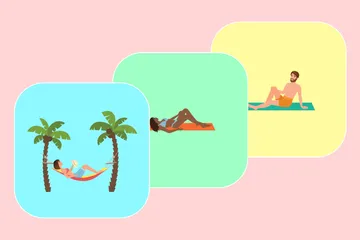 Gens à la plage Pack d'Illustrations