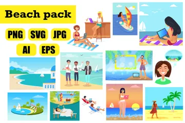 Gens d'affaires sur la plage Pack d'Illustrations