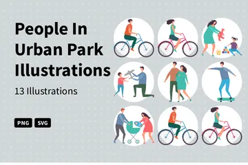 Gens dans un parc urbain Pack d'Illustrations