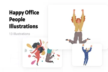 Gens de bureau heureux Illustration Pack