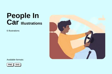 Les gens en voiture Pack d'Illustrations