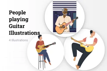 Gens jouant de la guitare Pack d'Illustrations