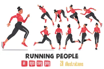 Courir les gens Illustration Pack