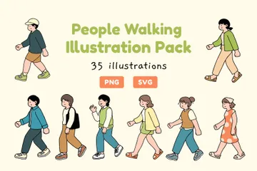 Gente caminando Illustration Pack