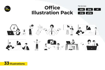 Gente de oficina trabajando Paquete de Ilustraciones