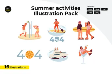 Gente de playa de verano Paquete de Ilustraciones