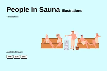 Gente, en, sauna Paquete de Ilustraciones