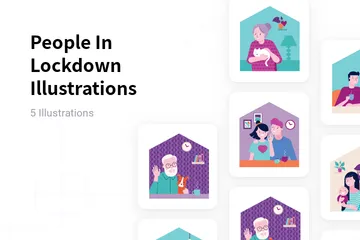 Personas encerradas Illustration Pack