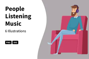 Gente escuchando música Paquete de Ilustraciones