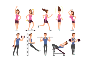 Gente fitness Paquete de Ilustraciones