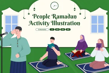 Actividad de la gente durante el Ramadán Paquete de Ilustraciones