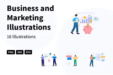 Geschäft und Marketing Illustrationspack