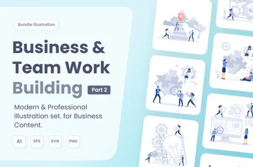 Geschäfts- und Teamarbeitsaufbau Teil 2 Illustrationspack