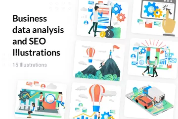 Geschäftsdatenanalyse und SEO Illustration Pack