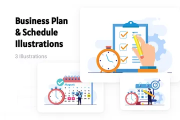 Geschäftsplan und Zeitplan Illustrationspack