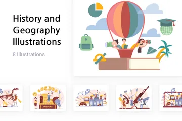 Geschichte und Geographie Illustrationspack