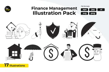 Gestão Financeira de Pessoas Pacote de Ilustrações
