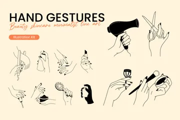 Gestes de beauté des mains pour les soins de la peau et le maquillage Pack d'Illustrations