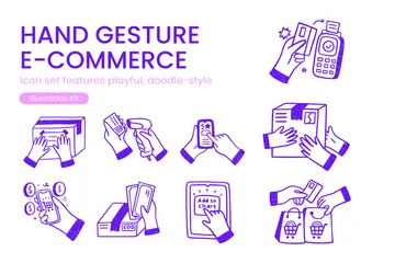 Gestes de la main dans le commerce électronique Pack d'Illustrations