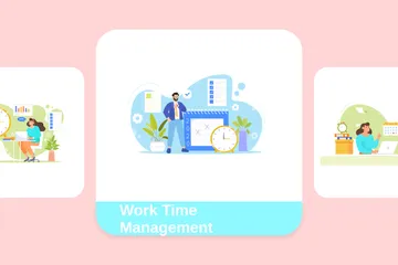 Gestion du temps de travail Pack d'Illustrations