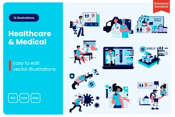Gesundheitswesen und Medizin Illustrationspack