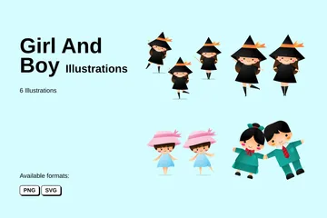 Girl And Boy Illustration Pack