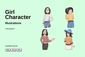 Girl Character Illustration Pack