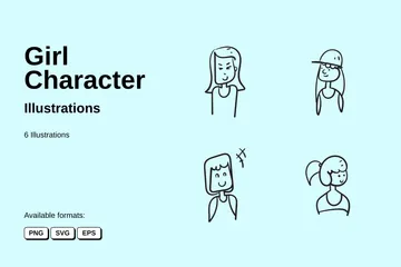 Girl Character Illustration Pack