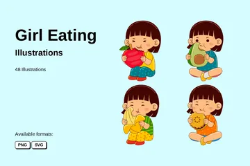 Girl Eating Illustration Pack