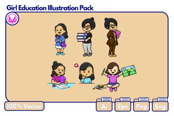 Girl Education Academic Illustration Pack