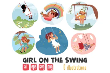 Girl On Swing Illustration Pack