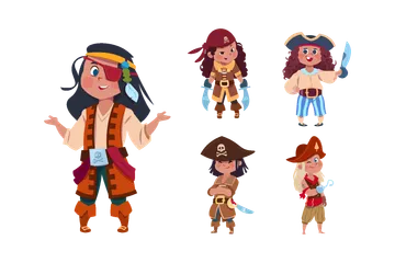 Girl Pirates Illustration Pack