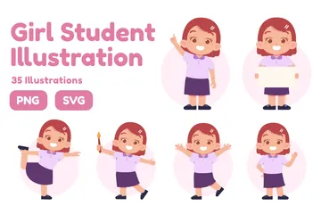 Girl Student Illustration Pack