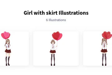 Girl With Skirt Illustration Pack