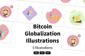 Globalización de bitcoins Paquete de Ilustraciones