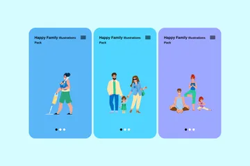 Glückliche Familie Illustrationspack