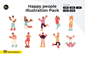 Glückliche Leute Illustrationspack