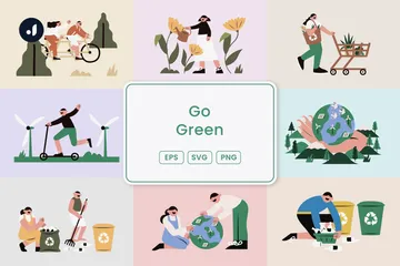 Werde grün Illustrationspack