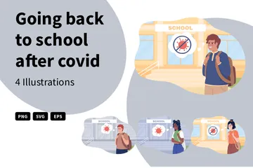 Going Back To School After Covid Illustration Pack