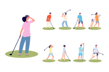 Golf Playing Illustration Pack