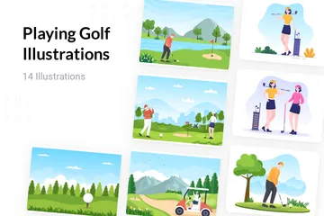 Golf spielen Illustrationspack