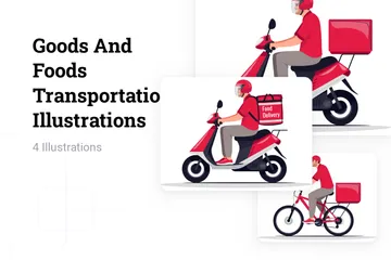 Goods And Foods Transportation Illustration Pack